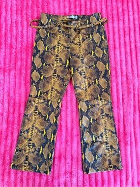 Urban Outfitters Yellow & Brown Snake-Print Pants